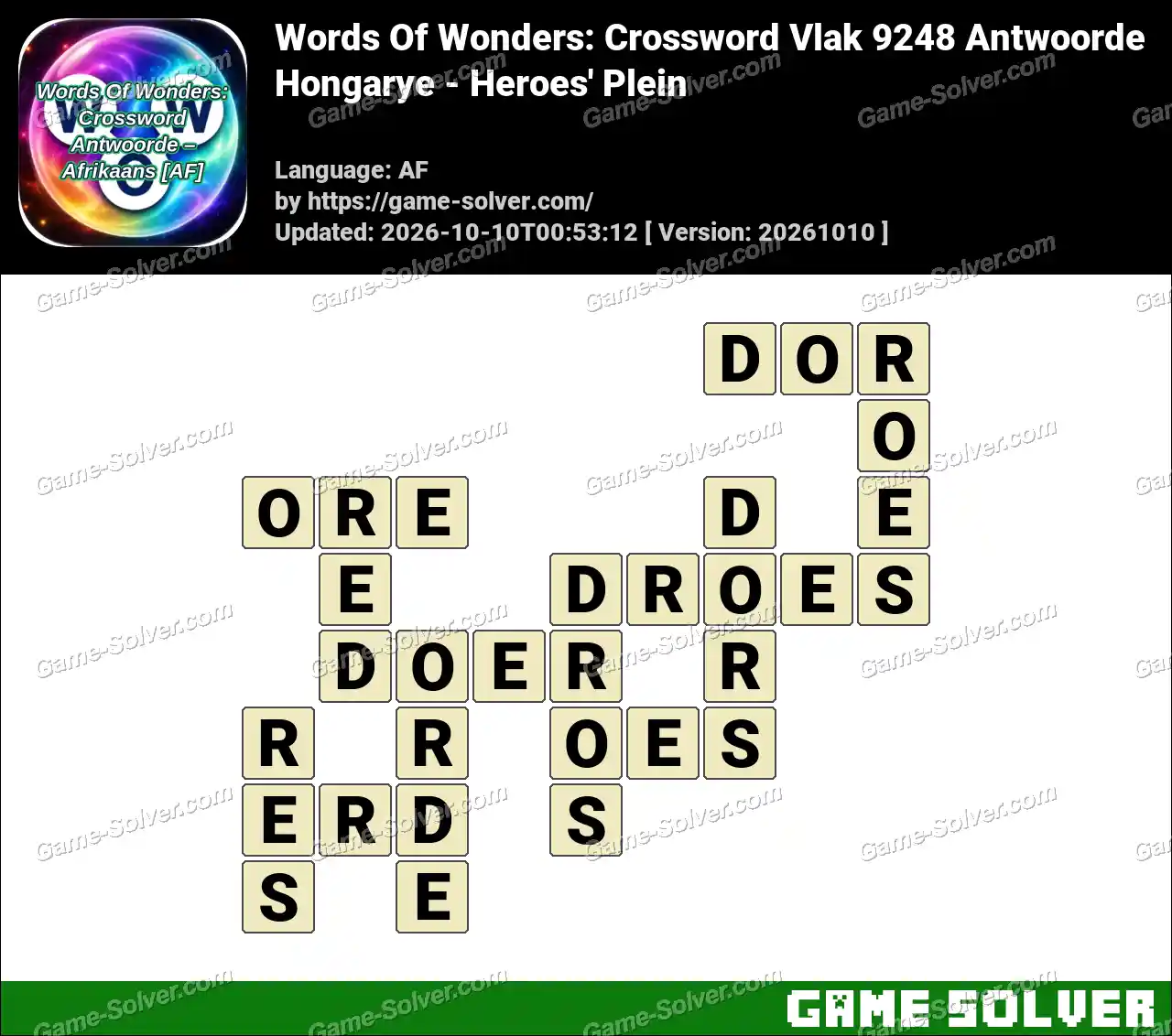 Words Of Wonders: Crossword Vlak 9248 Antwoorde – Hongarye – Heroes’ Plein